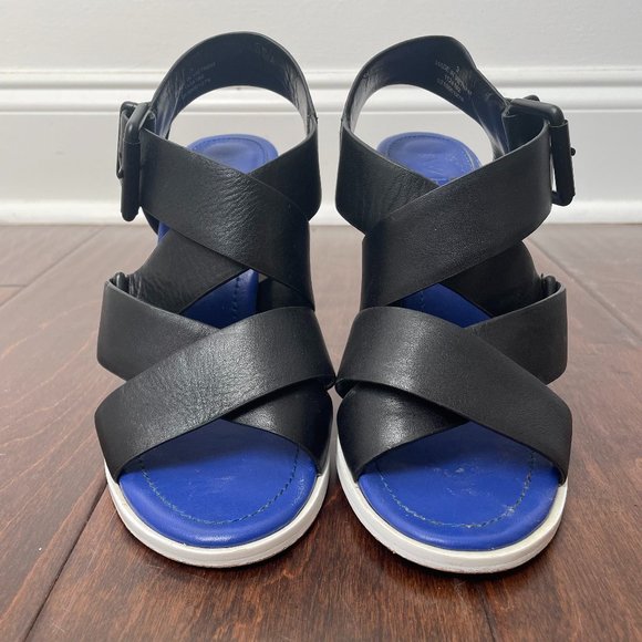 ASOS WHITE Tulipa Premium Leather Color Block Heeled Sandals - Picture 6 of 9